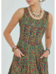 Pera Patterned Sleeveless Paisley Tie Waist Dress